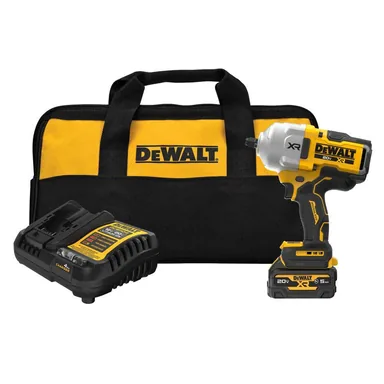 DeWalt DCF961GP1, kit: 20V MAX Lithium-Ion Brushless Cordless 1/2 in. High Torque Impact Wrench Kit with Oil-Resistant 5Ah Battery and Charger