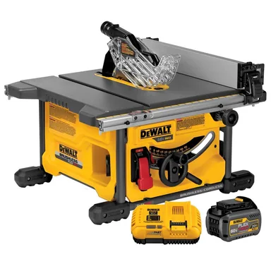 DeWalt DCS7485T1, kit: FLEXVOLT 60V MAX Cordless Brushless 8-1/4 in. Table Saw Kit with (1) FLEXVOLT 6.0Ah Battery