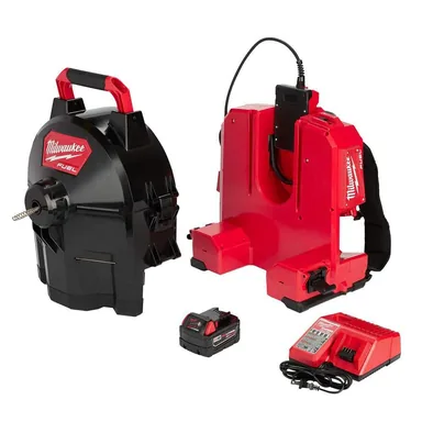 Milwaukee 2775A-211, unclassified: M18 Fuel 18-Volt Lithium-Ion Brushless Cordless Drain Cleaning 5/16 in. Switch Pack Sectional Drum System Kit (photograph from the Home Depot listing)