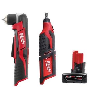 Milwaukee 2415-20-2460-20-48-11-2460, bundle: M12 12V Lithium-Ion Cordless 3/8 in. Right Angle Drill with M12 Rotary Tool and 6.0 Ah XC Battery Pack
