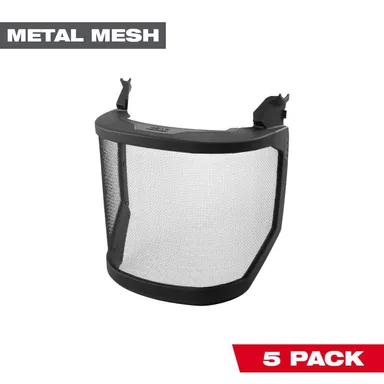 Milwaukee 48-73-1434, accessory: BOLT Full Face Metal Mesh Shield (No-brim Helmet Only Mount) (5-Pack) (photograph from the Home Depot listing)