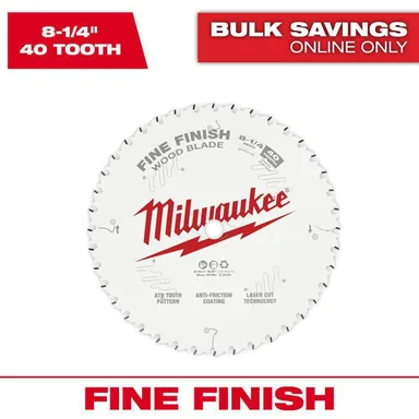 Milwaukee 48-40-0822, accessory: 8-1/4 in. x 40-Tooth Carbide Fine Finish Circular Saw Blade