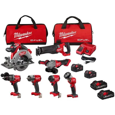 Milwaukee 3697-27-48-11-1837, bundle: M18 FUEL 18-Volt Lithium-Ion Brushless Cordless Combo Kit (7-Tool) w/2 pack of 3.0ah Batteries