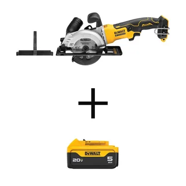 DeWalt DCS571BWDCB205, bundle: ATOMIC 20V MAX Cordless Brushless 4-1/2 in. Circular Saw and (1) 20V MAX Premium Lithium-Ion 5.0Ah Battery