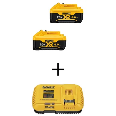 DeWalt DCB206-2WCB1112, bundle: 20V MAX  Lithium-Ion 6.0Ah Battery (2 -Pack) and 20V/60V FLEXVOLT 12Amp Fan Cooled Fast Charger