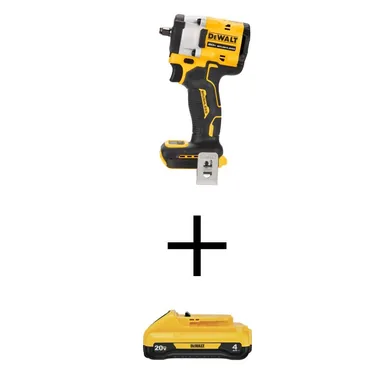 DeWalt DCF923BWDCB240, bundle: ATOMIC 20-Volt MAX Cordless Brushless 3/8 in. Impact Wrench with 20-Volt MAX Compact Lithium-Ion 4.0Ah Battery Pack