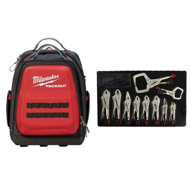 Milwaukee 48-22-3690-48-22-8301, bundle: Torque Lock Locking Pliers Kit (10-Piece) with PACKOUT Backpack