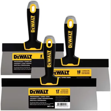DeWalt DXTT-3-619, unpowered: Stainless Steel Taping Knife Set with 8 in., 10 in. and 12 in. Blades