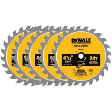DeWalt DWA412TCTX5, accessory: Atomic 4-1/2 in. 24-Tooth Circular Saw Blade (5-Pack)