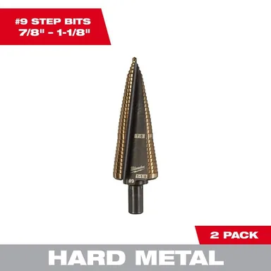 Milwaukee 48-89-9289, accessory: 7/8 in. - 1-1/8 in. #9 Cobalt Step Drill Bit (2-Steps)