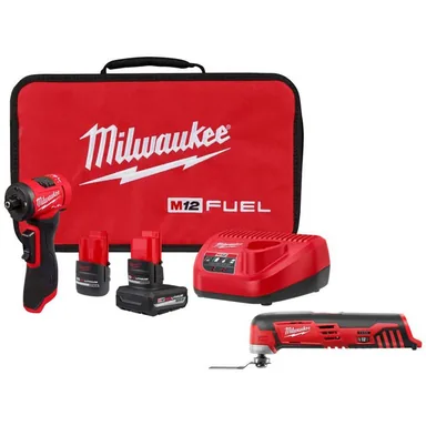 Milwaukee 3485-22-2426-20, bundle: M12 FUEL 12V Lithium-Ion Brushless Cordless 1/4 in. Right Angle Die Grinder with M12 Cordless Oscillating Multi-Tool