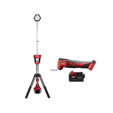 Milwaukee 2626-20-2131-20-48-11-1850, bundle: M18 18V Lithium-Ion Cordless Oscillating Multi-Tool with LED Tower Light and 5.0 Ah Battery