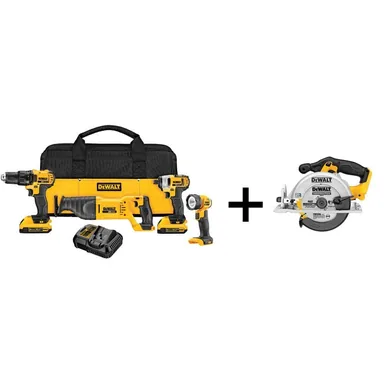DeWalt DCK420D2DCS391B, unclassified: 20V MAX Cordless 4 Tool Combo Kit, 6-1/2 in. Circular Saw, and (2) 20V 2.0Ah Batteries