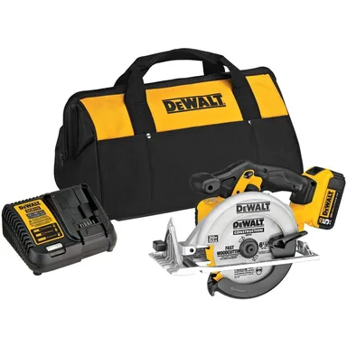 DeWalt DCS391P1, kit: 20V MAX Cordless 6-1/2 in. Circular Saw with (1) 20V 5.0Ah Battery, and Charger