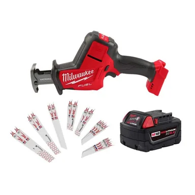 Milwaukee 2719-20-48-11-1850-49-22-1216, bundle: M18 FUEL 18V Lith-Ion Brushless Cordless HACKZALL Reciprocating Saw w/ 5.0 Ah Battery & SAWZALL Blade Set