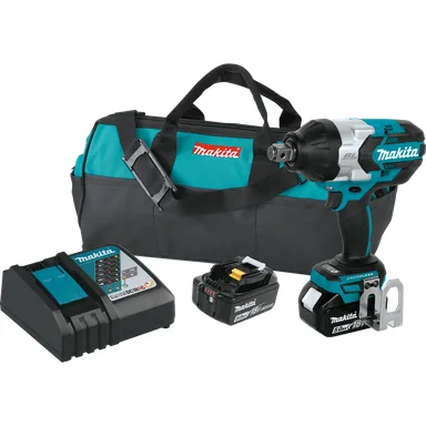 Makita XWT07T, kit: Makita XWT07T 18V LXT Lithium-Ion Brushless Cordless High-Torque 3/4" Sq. Drive Impact Wrench Kit w/ Friction Ring Anvil (5.0Ah)