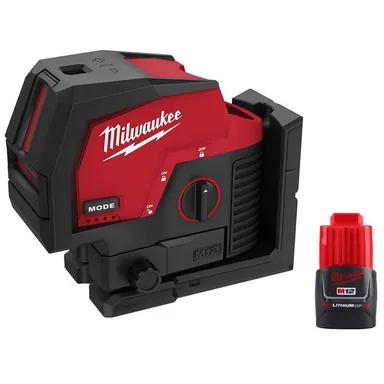 Milwaukee 3622-20-48-11-2420, bundle: M12 12-Volt Lithium-Ion Cordless Green 125 ft. Cross Line and Plumb Points Laser Level with M12 2.0 Ah Battery