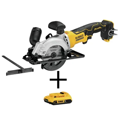 DeWalt DCS571BWDCB203, bundle: ATOMIC 20V MAX Cordless Brushless 4-1/2 in. Circular Saw and ((1) 20V MAX Compact Lithium-Ion 2.0Ah Battery