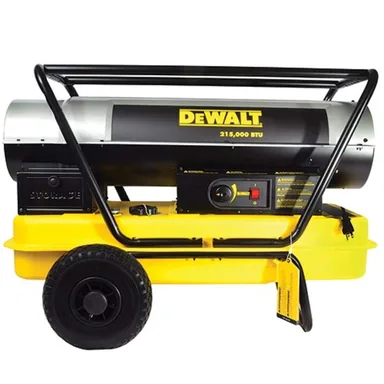 DeWalt DXH215HD, standalone tool: Heavy Duty 215,000 BTU Yellow Forced Air Kerosene Outdoor Torpedo Space Heater (6,500 sq. ft. Heating Area)