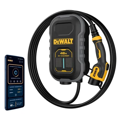 DeWalt DXPAEV048CP-SAE, standalone tool: Level-2 Compact EV Charger up to 48 Amps, 240-Volt AC 11.5 Kw, 20 ft. Cable, Hardwired, Weatherproof, SAE J1772