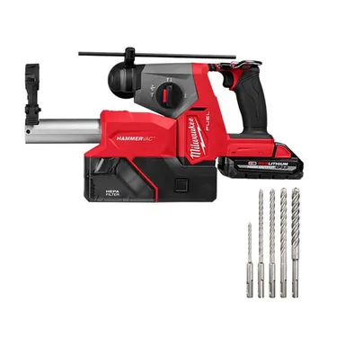 Milwaukee 2908-22DE-48-20-7498, bundle: M18 FUEL 18V Lith-Ion Brushless Cordless 5/8 in. SDS-Plus Rotary Hammer w/ (2) Battery, & Charger & Drill Bit Kit