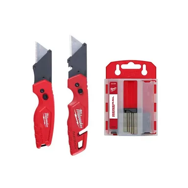 Milwaukee 48-22-1503-48-22-1950, bundle: FASTBACK Folding Utility Knife Set (2-Piece) with Utility Blade (50-Pack)