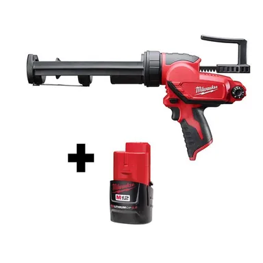 Milwaukee 2441-20-48-11-2420, bundle: M12 12-Volt Lithium-Ion Cordless 10 oz. Caulk and Adhesive Gun with Free M12 2.0 Ah Battery