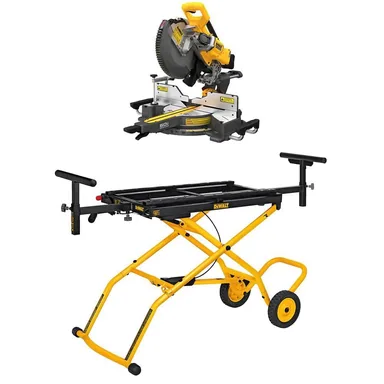 DeWalt DCS781BWDWX726, bundle: 60V Lithium-Ion 12 in. Cordless Sliding Miter Saw (Tool Only) and 32-1/2 in. x 60 in. Rolling Miter Saw Stand