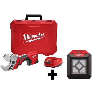 Milwaukee 2470-21-2364-20, bundle: M12 12V Lithium-Ion Cordless PVC Shear Kit with 1000 Lumens M12 Flood Light