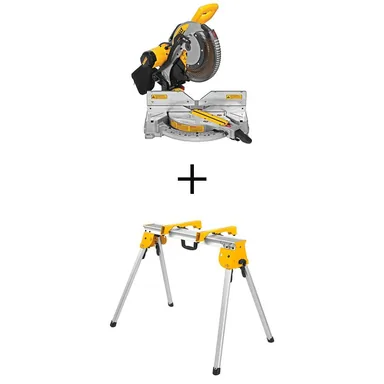 DeWalt DWS716XPSWX725B, bundle: 15 Amp Corded 12 in. Double-Bevel Compound Miter Saw with Cutline LED with Heavy Duty Work Stand and Mounting Brackets