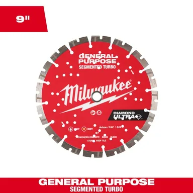 Milwaukee 49-93-7532, accessory: 9 in. Ultra Segmented General Purpose Diamond Blade