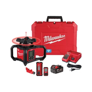 Milwaukee 3704-21, kit: M18 4000 ft. Red Exterior Dual Slope Rotary Laser Level Kit with Receiver and Remote