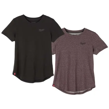 Milwaukee F452B-2X-F452P-2X, bundle: Women's 2X-Large Black & Purple FREEFLEX Short Sleeve Hybrid Work T-Shirt (2-Pack)