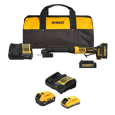 DeWalt DCG432XGE245-2C, unclassified: ATOMIC 20V MAX Lithium-Ion Cordless 4 in. Extended Cut-Off Tool Kit with 5 Ah, 4 Ah & (2)1.7 Ah Batteries & (2)Chargers