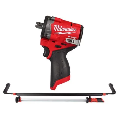 Milwaukee 2563P-20-2125-20, bundle: M12 FUEL 12V Lithium-Ion Brushless Cordless Stubby 1/2 in. Impact Wrench with Pin Detent with M12 LED Underhood Light