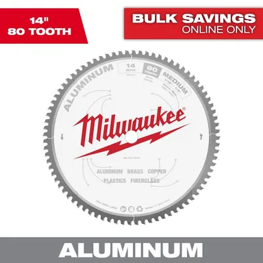 Milwaukee 48-40-4370, accessory: 14 in. x 80 Carbide Teeth Aluminum Cutting Circular Saw Blade