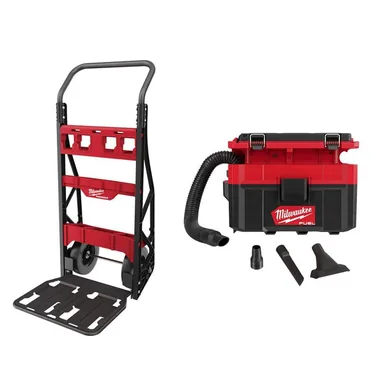 Milwaukee 48-22-8415-0970-20, bundle: PACKOUT 20 in. 2-Wheel Utility Cart & M18 FUEL PACKOUT 18-Volt Lithium-Ion Cordless 2.5 Gal. Wet/Dry Vacuum (Tool-Only)