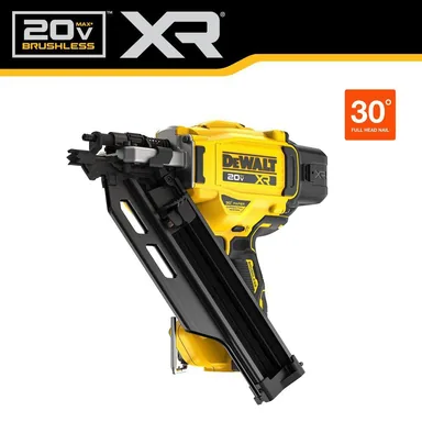 DeWalt DCN930B, bare tool: 20-Volt 30° Cordless Framing Nailer (Tool-Only) (photograph from the Home Depot listing)
