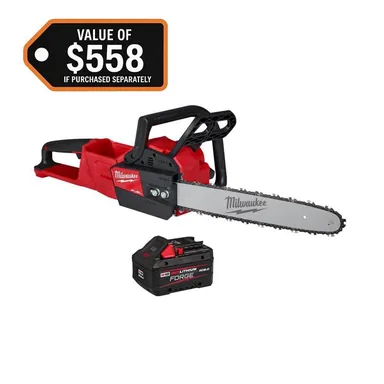 Milwaukee 2727-20-48-11-1881, bundle: M18 FUEL 18V 16 in. Brushless Cordless Battery Powered Chainsaw with (1) 8.0 Ah FORGE Battery
