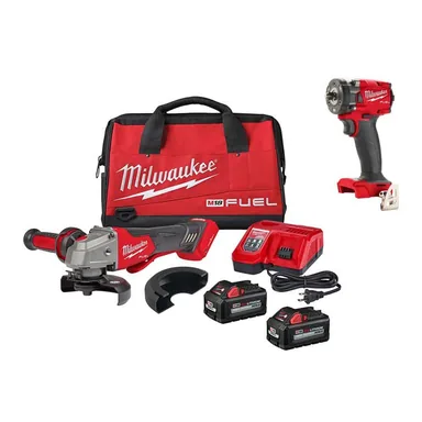 Milwaukee 2882-22-2854-20, bundle: M18 FUEL 18-Volt Lithium-Ion Brushless Cordless 4-1/2 in./5 in. Braking Grinder Kit w/M18 FUEL Compact Impact Wrench