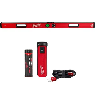 Milwaukee MLDIG48-48-59-2013, bundle: 48 in. REDSTICK Digital Box Level with Pin-Point Measurement Technology with Portable Power Source Kit