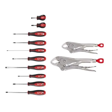 Milwaukee 48-22-3702-48-22-2710, bundle: 7 in. and 10 in. Curve Torque Lock Locking Pliers Set with Screwdriver Set (12-Piece)