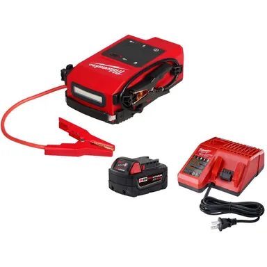 Milwaukee 3841-20-48-59-1850, bundle: M18 18V Lithium-Ion Cordless 2000 Peak Amp HOTSHOT Jump Starter with 5. 0Ah Battery and Charger