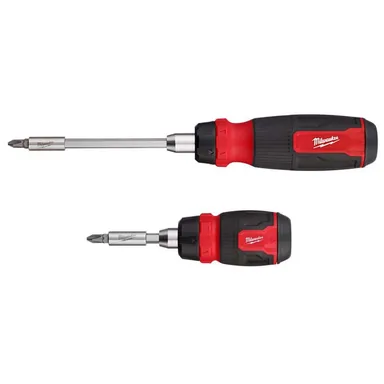 Milwaukee 48-22-2905, unpowered: 14-In-1 Ratcheting Multi-Bit and 8-In-1 Ratcheting Compact Multi-bit Screwdriver Set (2-Piece)