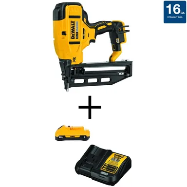 DeWalt DCN662W230C, kit: 20V MAX XR Lithium-Ion 16-Gauge Cordless Finish Nailer, (1) 3.0Ah Battery, and Charger