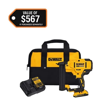 DeWalt DCN681D1, kit: 20V MAX XR Lithium-Ion Cordless 18-Gauge Narrow Crown Stapler Kit with 2.0Ah Battery, Charger and Contractor Bag