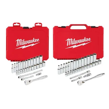 Milwaukee 48-22-9504-48-22-9508, bundle: 1/4 in. and 3/8 in. Drive Metric Ratchet and Socket Mechanics Tool Set (60-Piece)