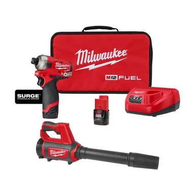 Milwaukee 2551-22-0852-20, bundle: M12 FUEL SURGE 12V Lithium-Ion Brushless Cordless 1/4 in. Hex Impact Driver Kit w/Two 2. 0Ah Batteries & Spot Blower