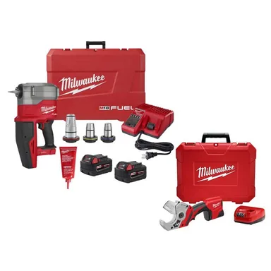 Milwaukee 2932-22XC-2470-21, bundle: M18 Fuel 18-Volt Lithium-Ion Brushless Cordless 1/2 in.-2 in. PEX Expansion Tool Kit and M12 12V Cordless PVC Shear Kit
