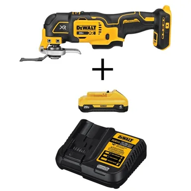 DeWalt DCS356BW240C, bundle: 20V MAX XR Cordless Brushless 3-Speed Oscillating Multi Tool, (1) 20V 4.0Ah Battery, and 12V-20V MAX Charger